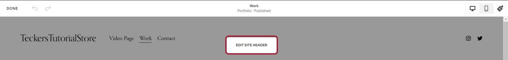 "Edit Site Header" button