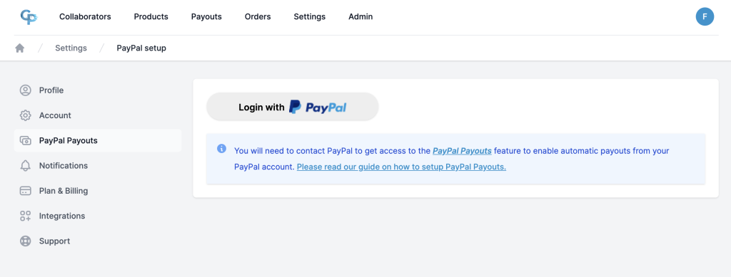 paypal payouts setup with collabpay apps