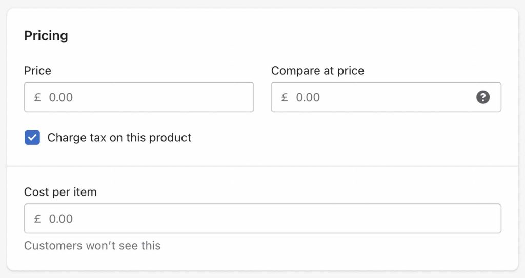 pricing section