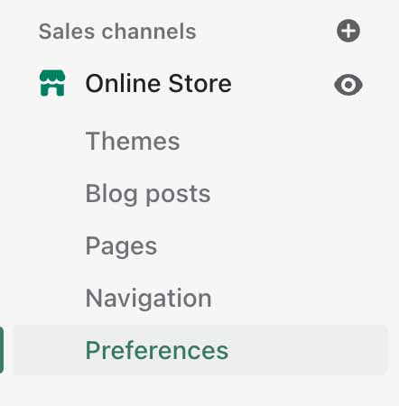 shopify, preferences select